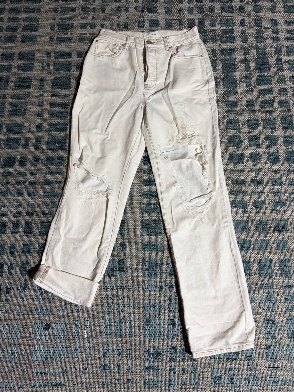 PAC Sun off White Distressed Women’s Jeans - Casual Ripped Denim